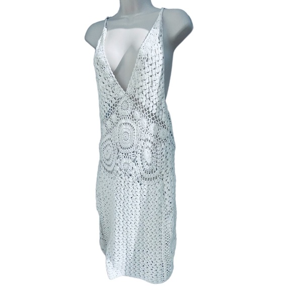 ✌🏻sold✌🏻FLOOK. Crochet Boho Cover Up Dress Size Medium Short Mini - Picture 6 of 15